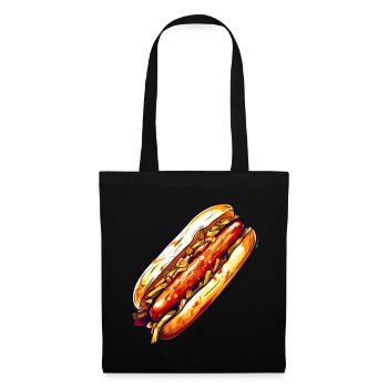 Hot Dog Würstchen Wurst für für Hot Dog - Stoffbeutel - Schwarz - Vorne