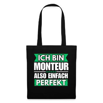 Einfach ein Perfekter Monteur - Stoffbeutel - Schwarz - Vorne