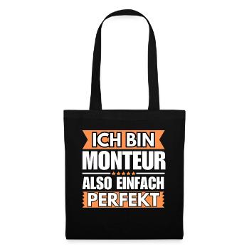 Einfach ein Perfekter Monteur - Stoffbeutel - Schwarz - Vorne