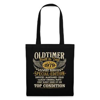 Oldtimer 1979 Jahrgang geboren Geburtstag Geschenk - Stoffbeutel - Schwarz - Vorne