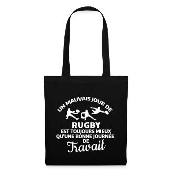 Citation Rugby Motivante en Style Vintage - Sac en tissu - noir - Devant
