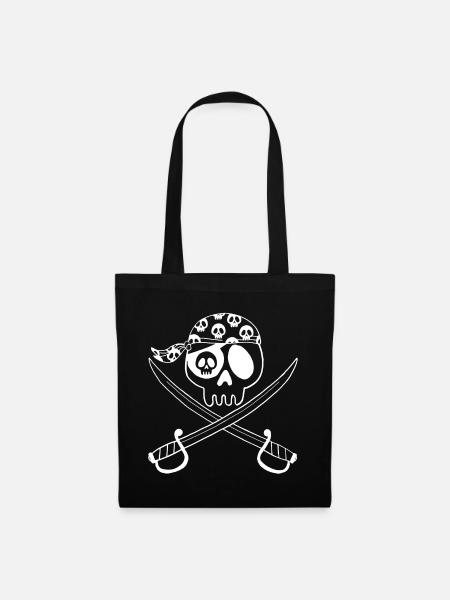 Piratenschädel (Weiß) - Stoffbeutel - Schwarz