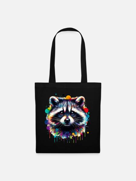Waschbär - Stoffbeutel - Schwarz