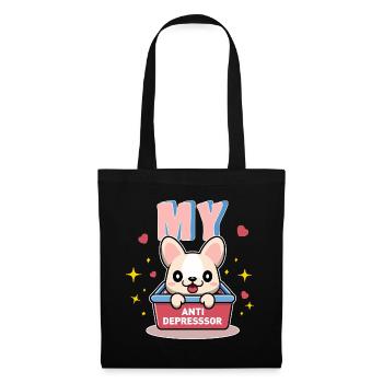 Mein Antidepressor-Hunde-Tierliebhaber-Geschenk - Stoffbeutel - Schwarz - Vorne