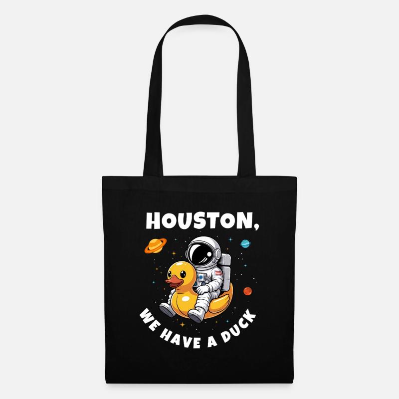 Duck Astronaut in Space - Tote Bag - black