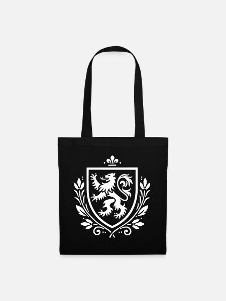 Löwenwappen Design – Mittelalter & Stolz - Stoffbeutel - Schwarz