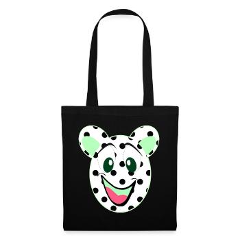 Tête d’ours rieur à pois - Sac en tissu - noir - Devant
