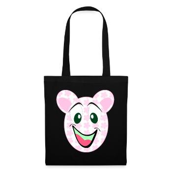 Bär Blumenmuster Lächeln - Stoffbeutel - Schwarz - Vorne