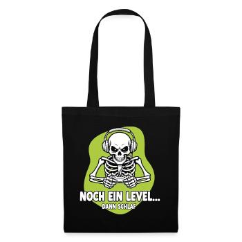 Gamer Skelett Noch Ein Level - Stoffbeutel - Schwarz - Vorne