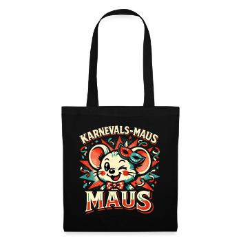 Karnevalsmaus Kostüm Damen Lustig Fasching  - Stoffbeutel - Schwarz - Vorne
