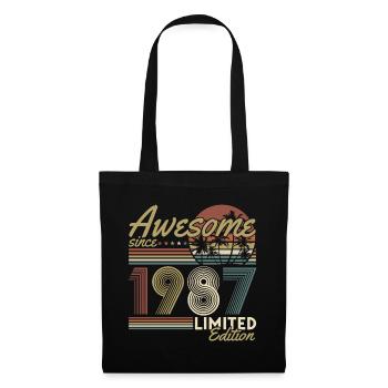 Cadeau rétro vintage d’anniversaire 1987 - Sac en tissu - noir - Devant