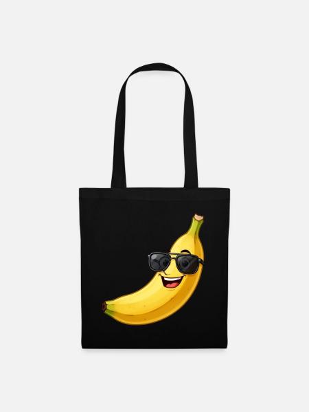 Banane mit Sonnenbrille Sommer Urlaub Geschenk - Stoffbeutel - Schwarz