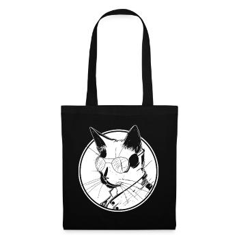 Katze Steampunk - Stoffbeutel - Schwarz - Vorne