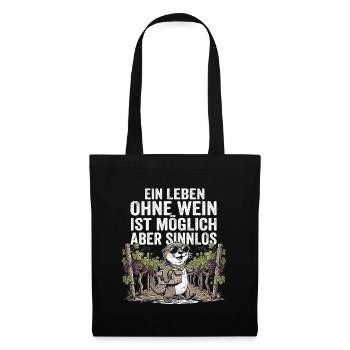 Lustiger Otter Wein Experte - Stoffbeutel - Schwarz - Vorne