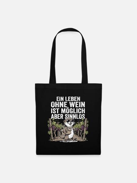 Lustiger Otter Wein Experte - Stoffbeutel - Schwarz