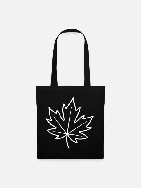 Maple Leaf Linien-Outline - Stoffbeutel - Schwarz