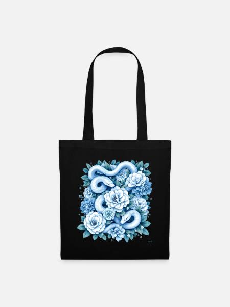 Hellblaues Snakes Rosenbeet-Design. - Stoffbeutel - Schwarz