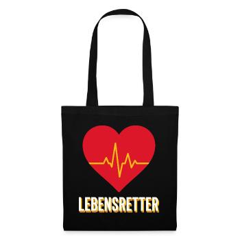 Lebensretter Herzschlag Rettungsdienst Geschenk - Stoffbeutel - Schwarz - Vorne