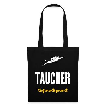 Taucher Geschenk Tiefenentspannt Tauchen - Stoffbeutel - Schwarz - Vorne