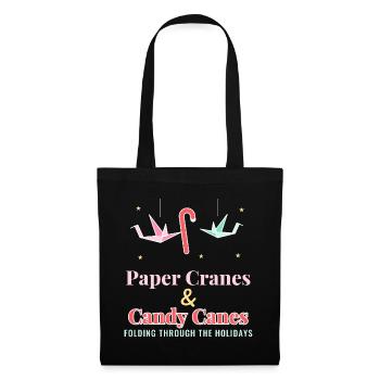 Papierkraniche und Zuckerstangen-Weihnachtsorigami - Stoffbeutel - Schwarz - Vorne