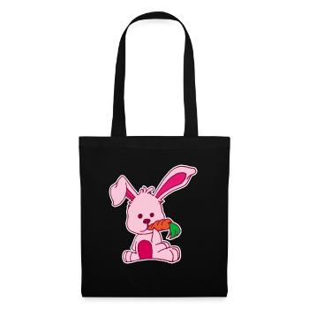 Flat design rabbit loves carrot pink sweet - Tote Bag - black - Front