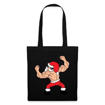 Lustiger Weihnachtsmann Santa Claus Weihnachten - Stoffbeutel - Schwarz - Vorne