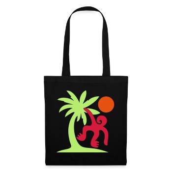 Affe Palme Sonne - Stoffbeutel - Schwarz - Vorne