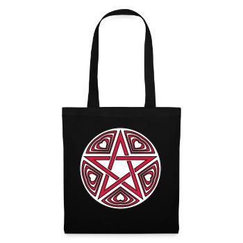 Vecteur de motif de coeur pentagramme bonne couleur sélectionnable - Sac en tissu - noir - Devant