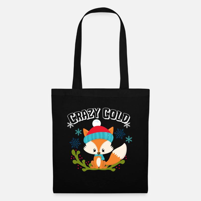 Crazy Cold Fuchs Schnee Geschenk Winter Xmas Idee - Stoffbeutel - Schwarz