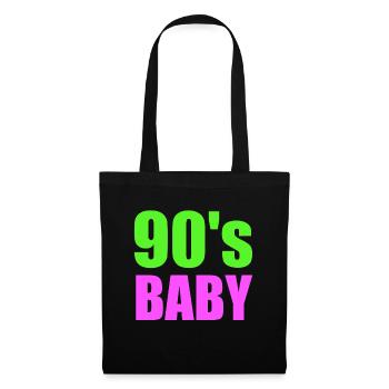 90's baby 90er Jahre 1990 Kindheit Geschenk Musik - Stoffbeutel - Schwarz - Vorne