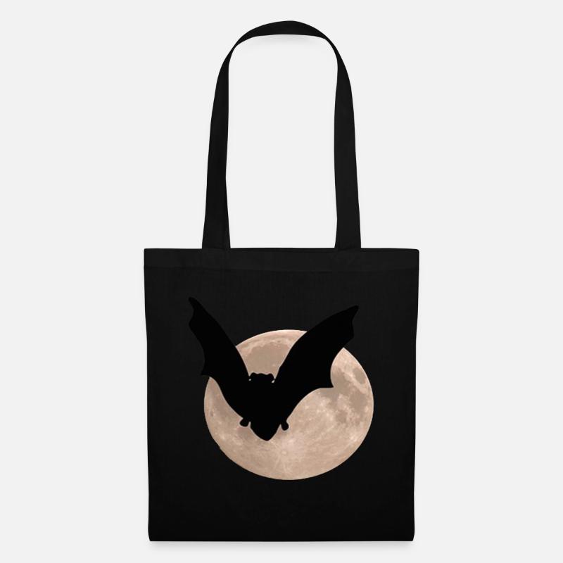 Feldermaus vor Mond - Stoffbeutel - Schwarz