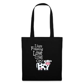 I just freaking love cows Geschenk bauer kuh liebe - Stoffbeutel - Schwarz - Vorne