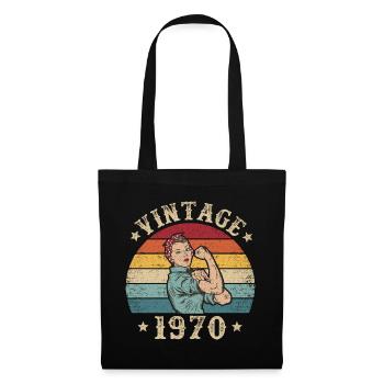 50e anniversaire 50 ans femmes femmes 1970 rétro - Sac en tissu - noir - Devant