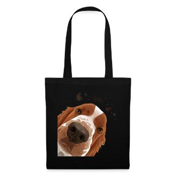 Curieux Welsh Springer Spaniel chien - Sac en tissu - noir - Devant