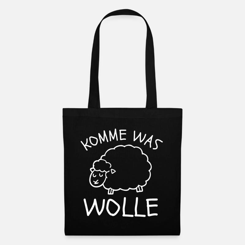 LUSTIGE SCHAF GESCHENKIDEE, KOMME WAS WOLLE SPRUCH - Stoffbeutel - Schwarz
