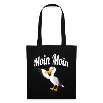 Moin Moin Möwe - Stoffbeutel - Schwarz - Vorne