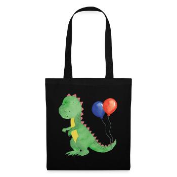 Kleiner Dino mit Luftballons - Stoffbeutel - Schwarz - Vorne