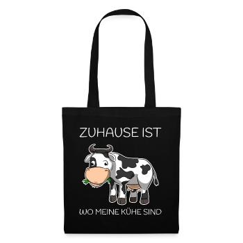 Zuhause Ist Wo Meine Kühe Sind Landwirt Bauer - Stoffbeutel - Schwarz - Vorne