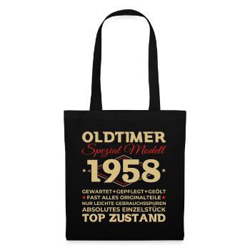 Oldtimer 1958 65. Geburtstag Geschenk Herren - Stoffbeutel - Schwarz - Vorne