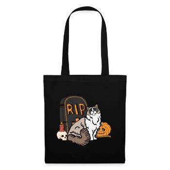 Süße Ragdoll Halloween Katze - Stoffbeutel - Schwarz - Vorne