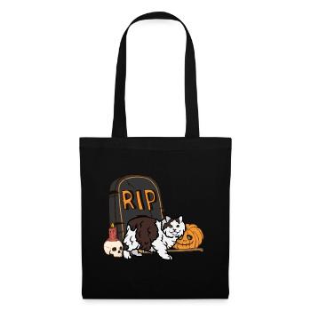 Cymric Halloween Katze - Stoffbeutel - Schwarz - Vorne