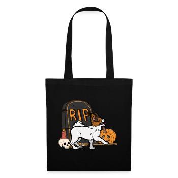 Süßer Papillon Halloween Kostüm Hund - Stoffbeutel - Schwarz - Vorne