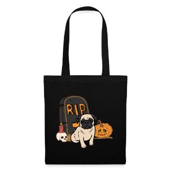 Süßer Mops Halloween Kostüm Hund - Stoffbeutel - Schwarz - Vorne