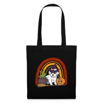 Mignon Bichon Frise Chien d’Halloween - Sac en tissu - noir - Devant