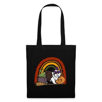 Cymric Halloween Katze - Stoffbeutel - Schwarz - Vorne
