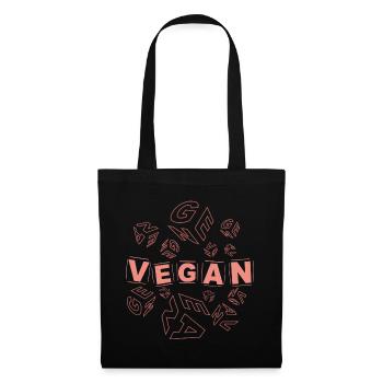 vegan alt-rosa Würfelblock - Stoffbeutel - Schwarz - Vorne