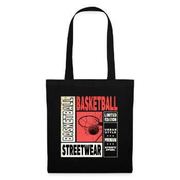 Basketball Basketballer Korb Dunking Vintage Retro - Stoffbeutel - Schwarz - Vorne