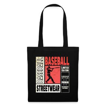 Baseball Baseballspieler USA Sport Vintage Retro - Stoffbeutel - Schwarz - Vorne