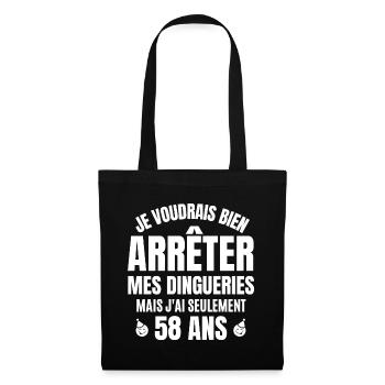 anniversaire 58 ans, anniversaire - Sac en tissu - noir - Devant