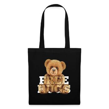 Teddy Gratis Umarmungen Geschenk - Stoffbeutel - Schwarz - Vorne